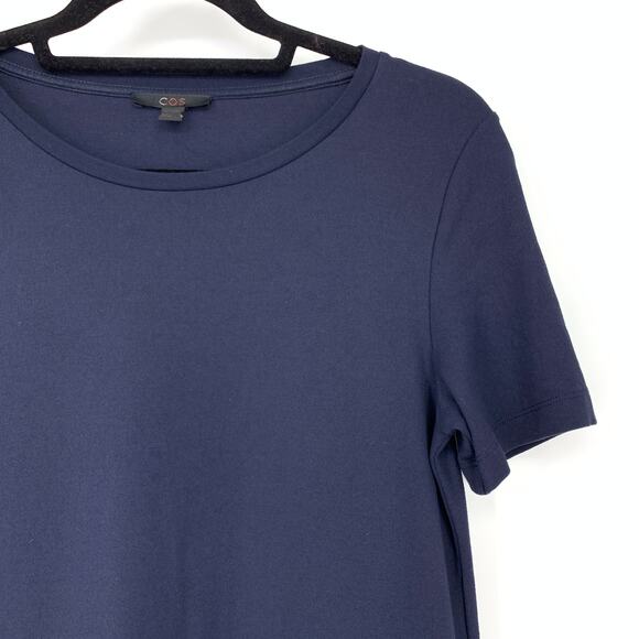 COS Womens Size US Size Small T-Shirt Dress Cinched Hem Pockets Blue Black - Picture 3 of 6